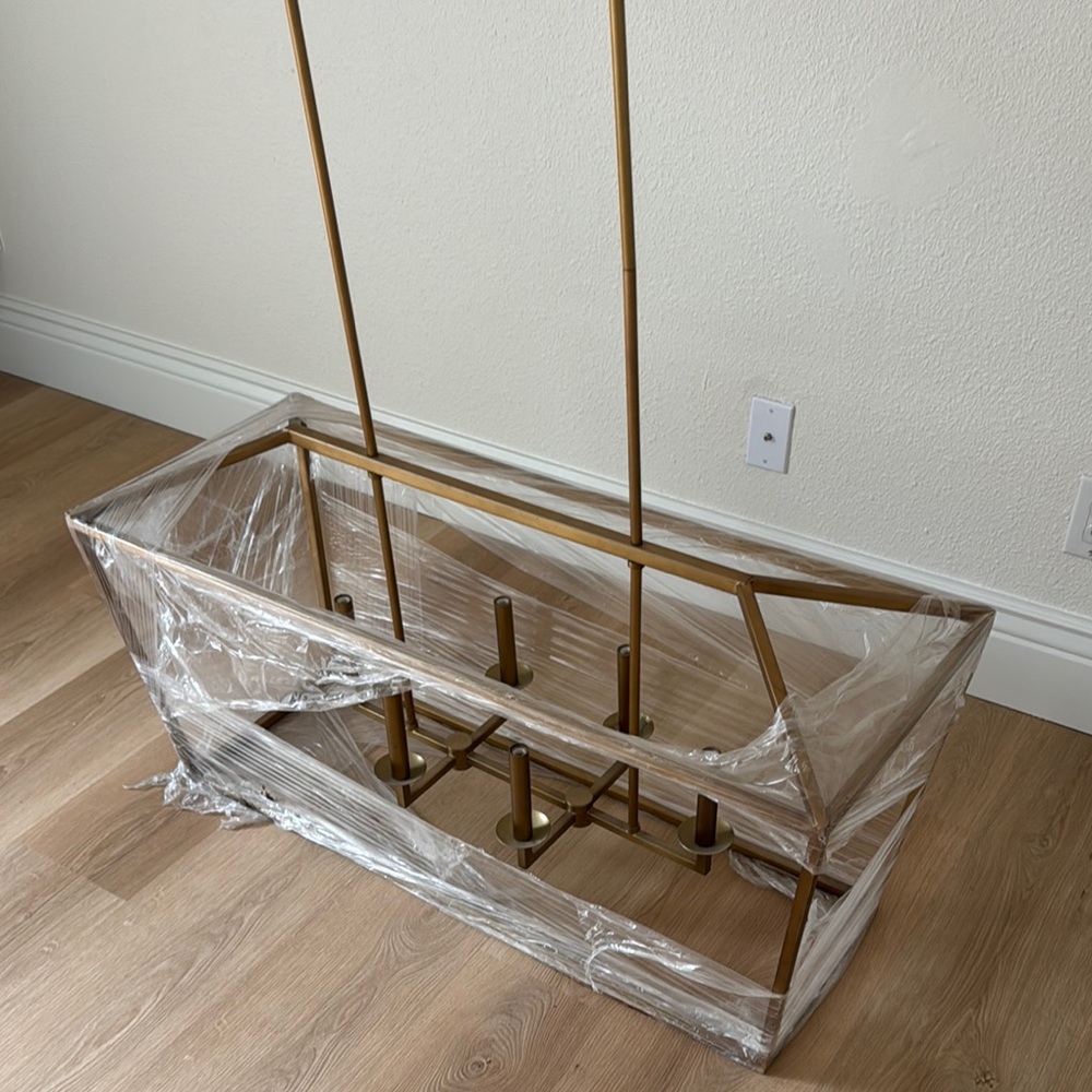 Pottery Barn Gold Rectangular Chandelier - Picture 4 of 5